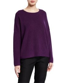 Eileen Fisher Petite Boxy Fine Merino Wool Ribbed Sweater at Neiman Marcus